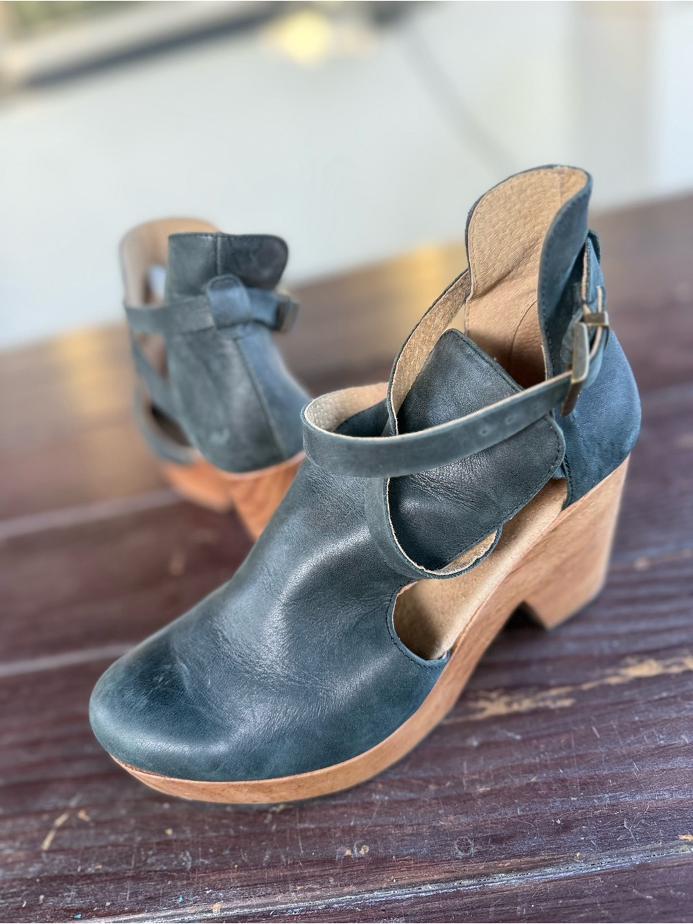 Free People Dahlia Leather Clog Booties Size 40